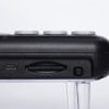 Front side view of Power button, SD card slot, USB slot, and tactile bump indicators on Orbit Reader 20