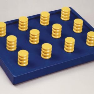 Twelve Textured Pegs displayed on 12-hole board