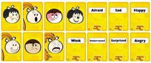 Facial Expression Cards from Getting to Know You. 7 show faces and 7 show words.