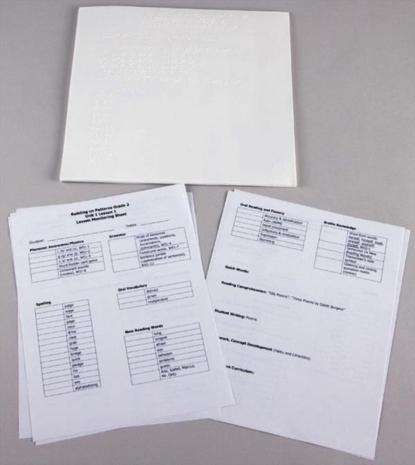 Building on Patterns Second Grade Unit 1 Lesson Monitoring Sheets