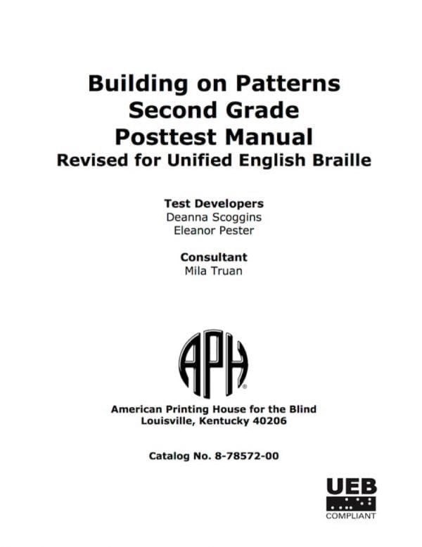 Building on Patterns Second Grade Posttest Manual