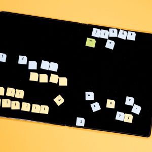 Word PlayHouse kit laid out including black felt board and white word manipulatives.