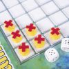 Games of Squares 8x8 grid board, dice, and X/O game tokens with hook and loop material