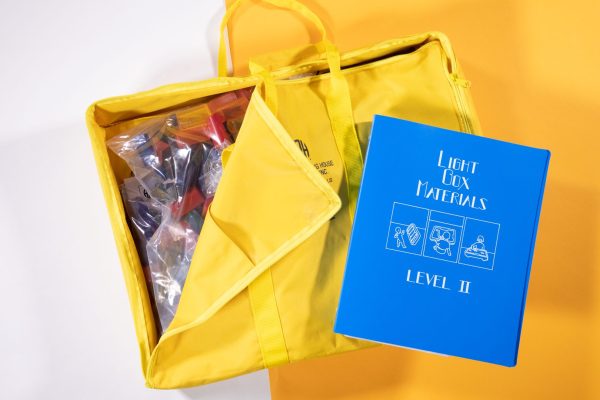 Light Box Materials Kit level 2 with blue book and yellow carrying bag