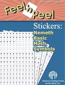 feel n peel stickers nemeth basic math symbols