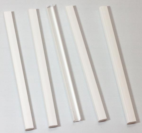 Five pieces of white U-Channel for Expandable Calendar Boxes