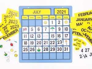 Classroom Calendar Kit calendar with dates, months, and stickers