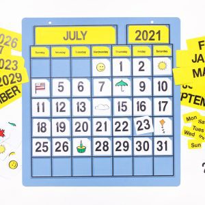 Classroom Calendar Kit calendar with dates, months, and stickers