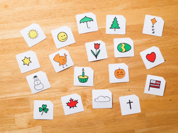 Classroom Calendar Kit calendar stickers with flower, trees, and weather icons