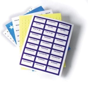 feel n peel sticker sheets with adjectives