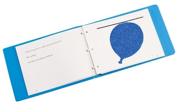 Blue Balloon three ring bound book open