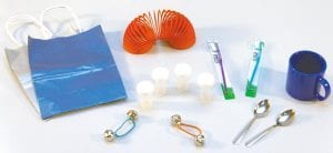 Accessory Pack 1 containing various items including a mug and tooth brush
