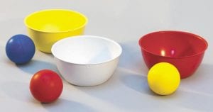 Accessory pack 3 containing three multi-colored cups and balls