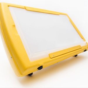 Side view of Light Box screen with yellow rim