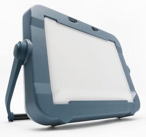 Side view of Light Box screen with blue rim