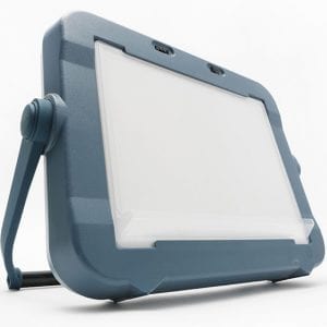 Side view of Light Box screen with blue rim