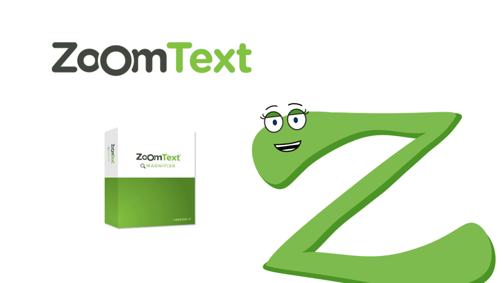 ZoomText logo and Zoomy mascot