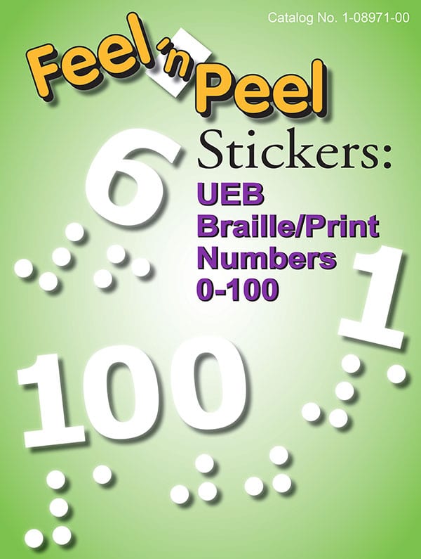 Feel ‘n Peel Stickers: UEB Braille/Print Numbers 0-100