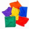 Six brightly colored hop-a-dot bean bags.
