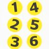 Yellow foam dots numbered 1 through 6. The dots are arranged to represent a braille cell.