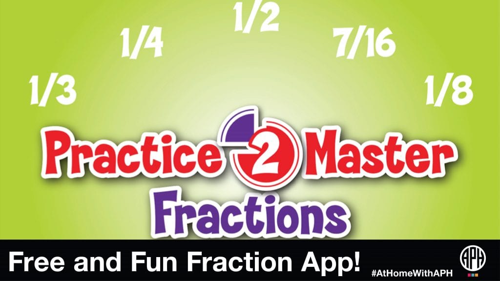 logo for Practice2Master Fractions. text reads 