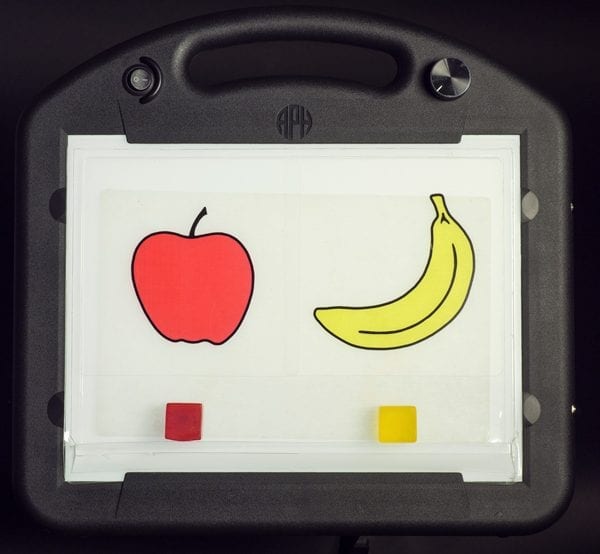 LED Mini Lite box with apple and a banana overlay graphic