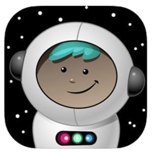 CodeQuest graphic cartoon drawing of astronaut in space suit