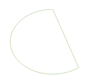 a circular shape with one end blunted to a straight line