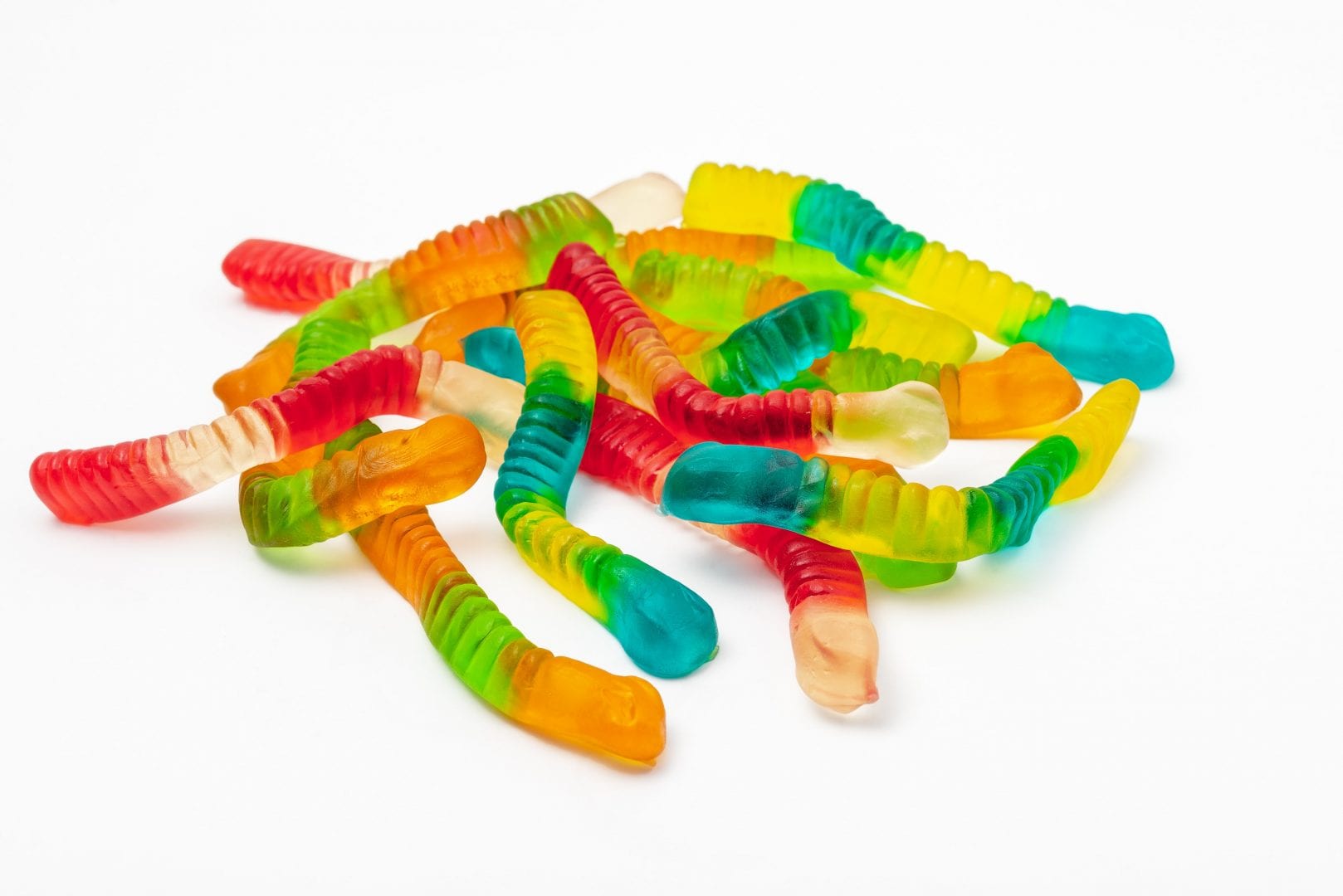 a pile of colorful gummy worms