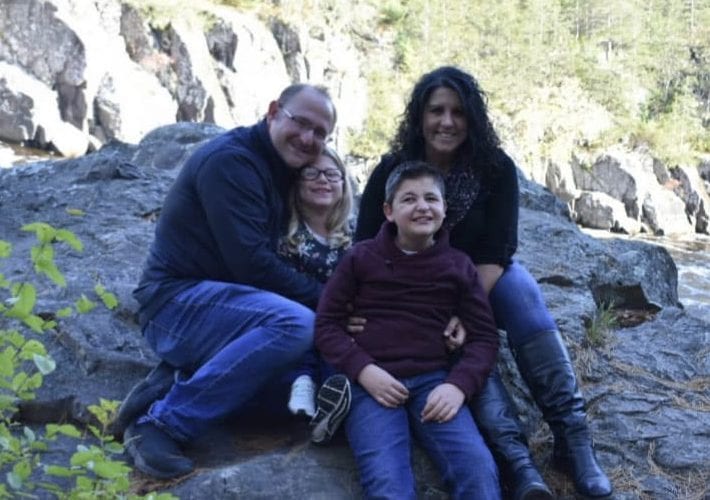 a photo of Nick, Melissa, Brady and Maddie out hiking