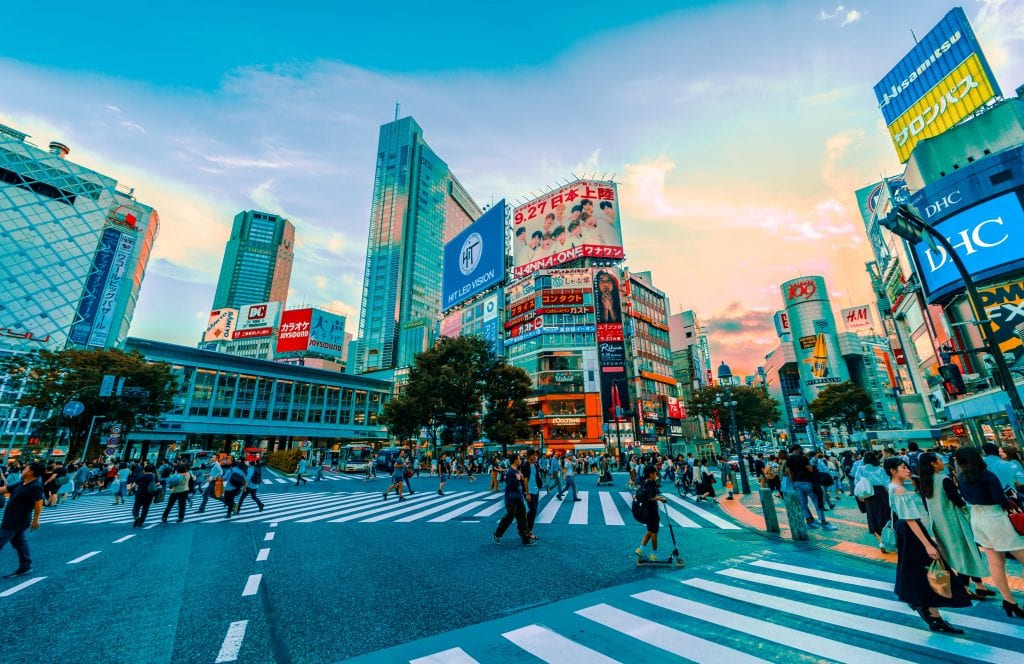 busy tokyo street with pedestrians