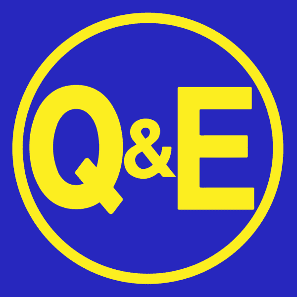 the letters q and e with a circle around them