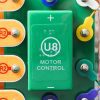 close up of U8 motor control snap circuits pieces assembled including battery packs and wires, to build RC Snap Rover