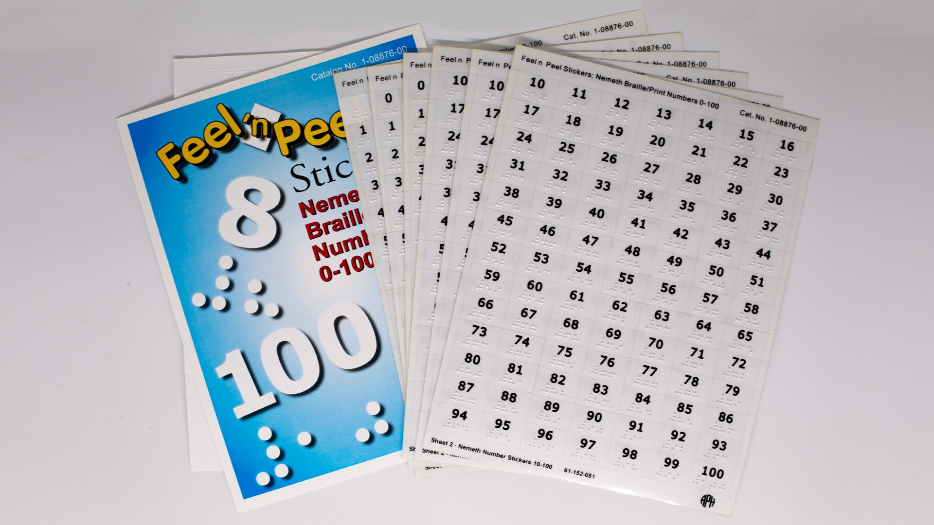 Feel n Peel Stickers Nemeth Braille Print Numbers 0 100