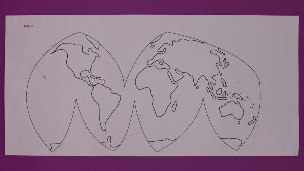 paper map of the earth flattened