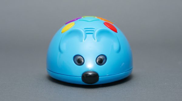 code and go mouse front view. Blue mouse with little eyes and nose