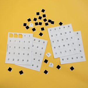 Hundred Board and Manipulatives: sheets with numbers