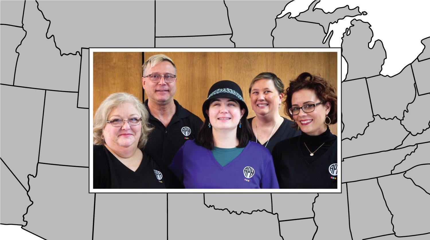 Group photo of Outreach team. From left to right; Scott Hegle , Cindy Amback, Jeff Schwarz, Leslie Weilbacher, Leanne Grillot, Amy Campbell.