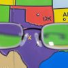 High Degree Myopia Lens viewing a map of the southeastern united states
