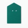 Single, two-hole drilled green “house”-shaped card