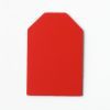Single, two-hole drilled red “barn”-shaped card