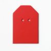 Single, two-hole drilled red “barn”-shaped card