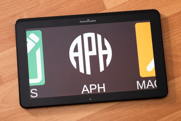 MATT Connect tablet without stand showing the APH logo