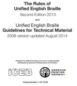 Cover of Rules of UEB. The page reads, 
