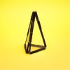 Three isosceles triangle pieces with black Velcro borders connected to one another and an equilateral triangle piece to form a triangular pyramid.