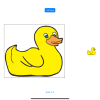 Screenshot of a large graphic of a yellow duck next to a much smaller version of the same graphic.