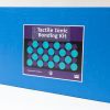 The blue storage box for Tactile Ionic Bonding Kit UEB. The sticker with the product name resembles the design on the front cover of the guidebook.