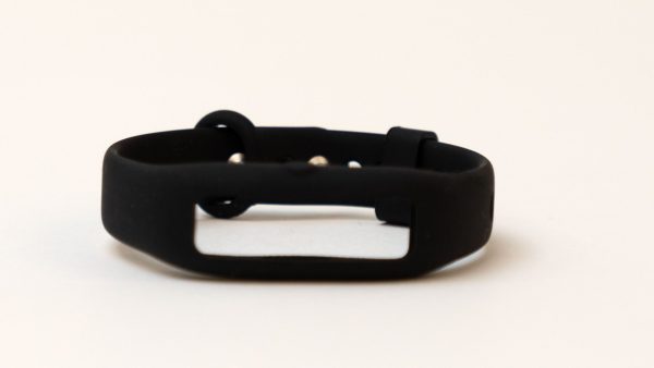 A black replacement OpticAware band that is missing the center module
