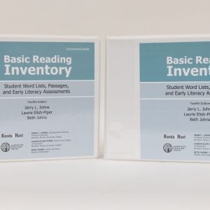 Two three-ring Basic Reading Inventory binders standing on a white background. The blue covers are labeled "Uncontracted Braille" on the left and "Contracted Braille" on the right. Both say "Basic Reading Inventory - Student Word Lists, Passages, and Early Literacy Assessments" and list the authors.