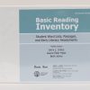 A three-ring Basic Reading Inventory binder labeled "Uncontracted Braille" standing on a white background. The blue cover says, "Basic Reading Inventory - Student Word Lists, Passages, and Early Literacy Assessments" and list the authors.